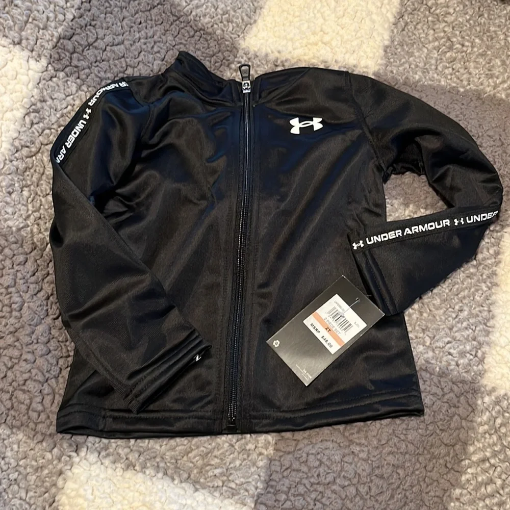 New Under Armour Track Suit joggers 2 piece Set Black Size 2T NWT